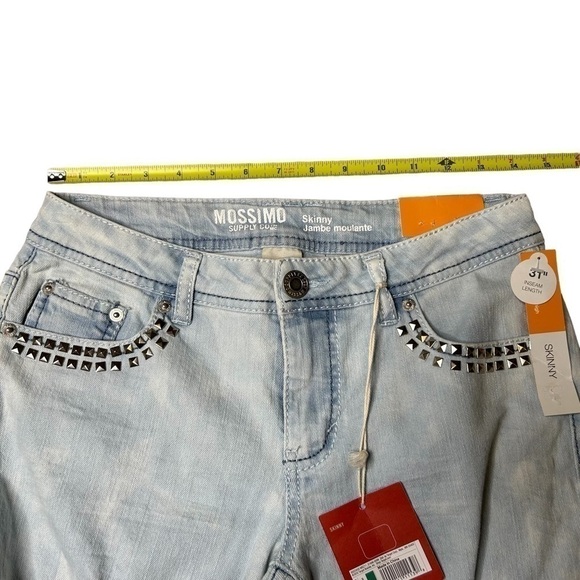 2/$30 Mossimo Supply Skinny Distressed Light Wash Studded Denim Jeans Size 7 - Picture 10 of 11